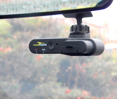 RoadHawk DC-2 dash cam mounted in vehicle