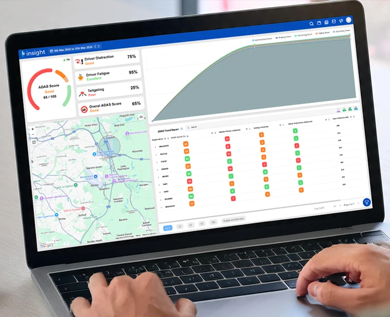 ADAS safety reporting inside Trakm8 Insight fleet management platform